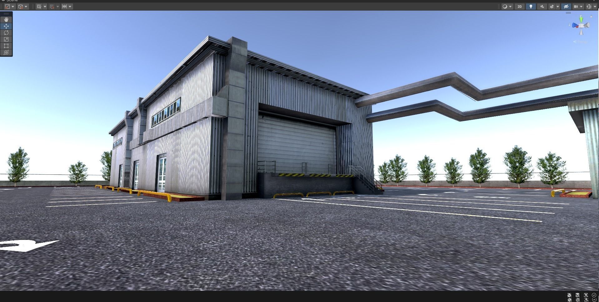 Logistics Warehouse Storage Building Units and Car Park  Low-poly 3D model_15