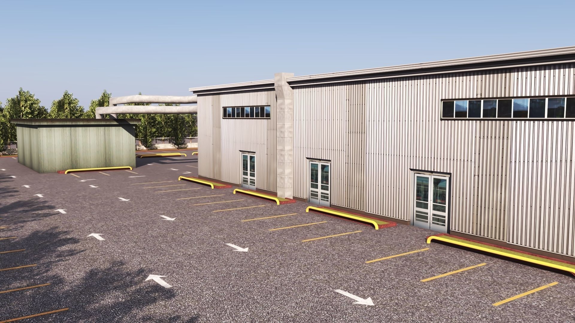 Logistics Warehouse Storage Building Units and Car Park  Low-poly 3D model_10