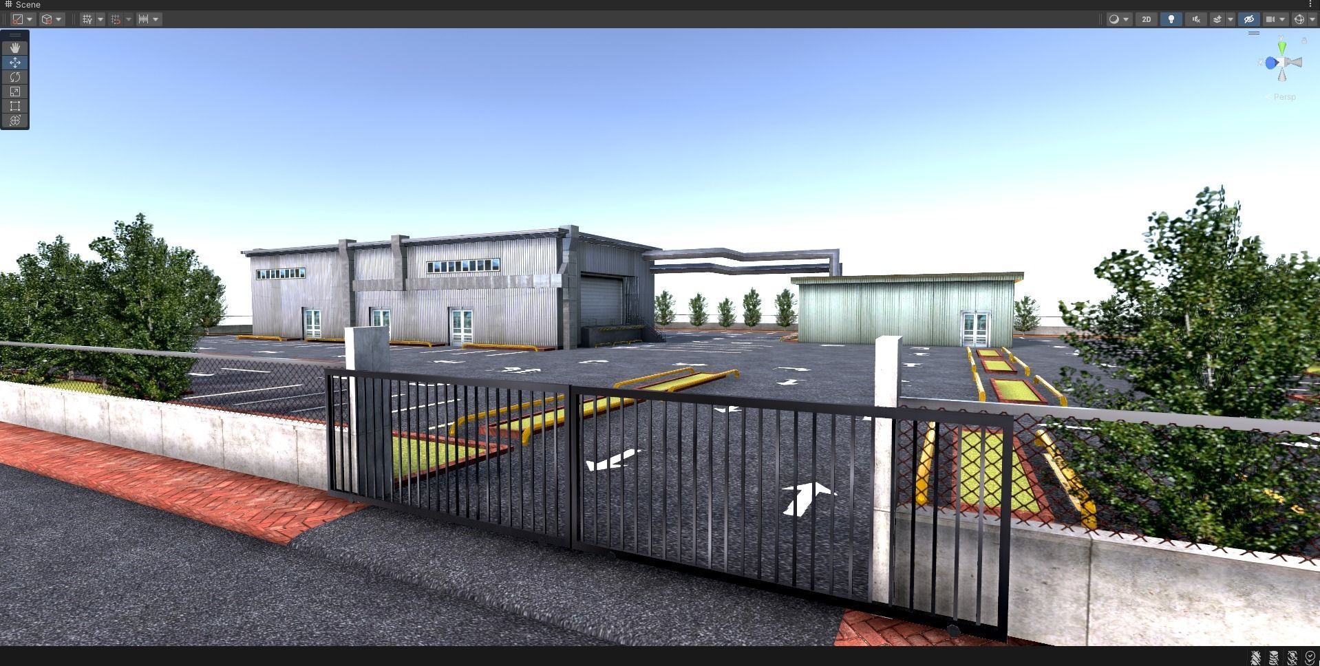 Logistics Warehouse Storage Building Units and Car Park  Low-poly 3D model_14