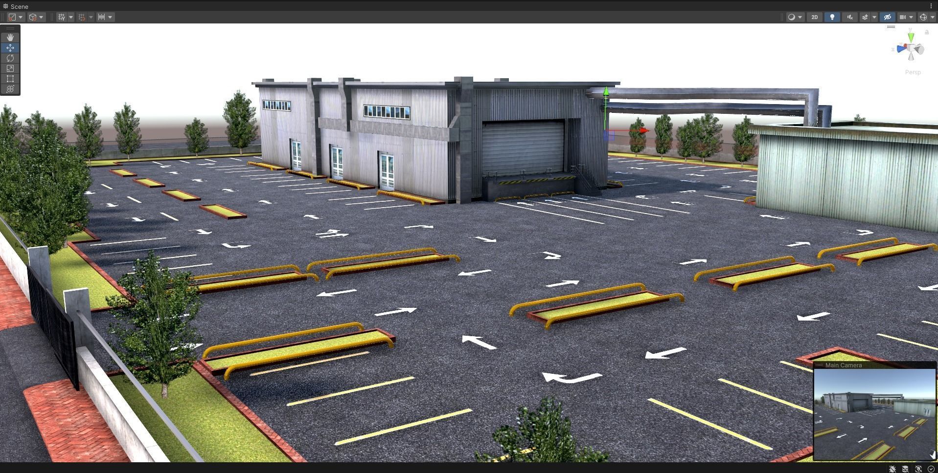 Logistics Warehouse Storage Building Units and Car Park  Low-poly 3D model_1
