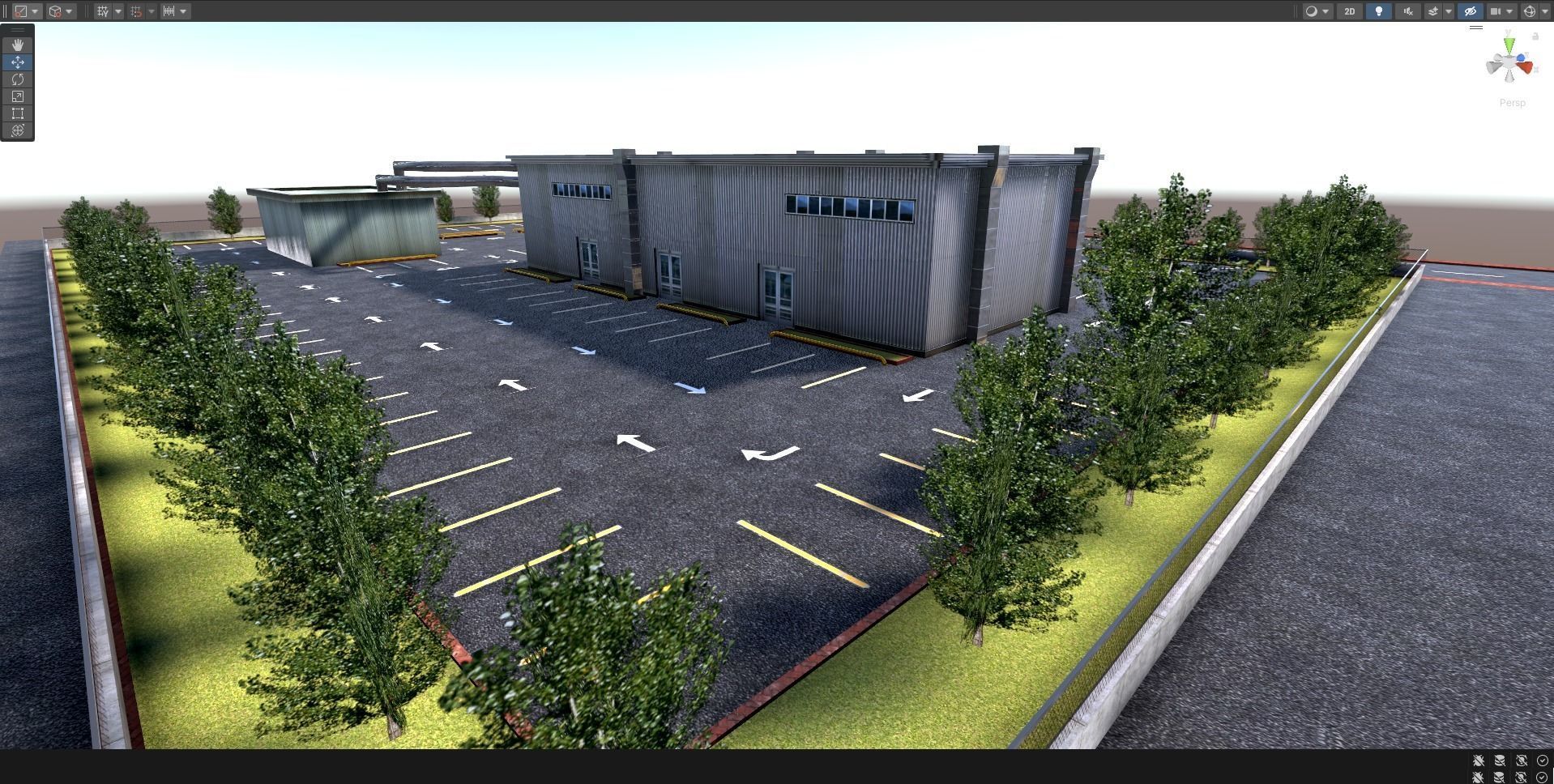 Logistics Warehouse Storage Building Units and Car Park  Low-poly 3D model_6