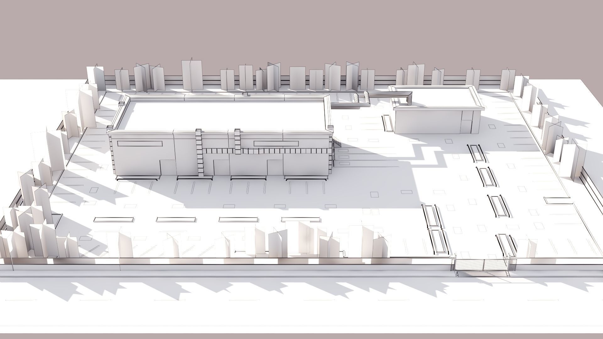 Logistics Warehouse Storage Building Units and Car Park  Low-poly 3D model_12
