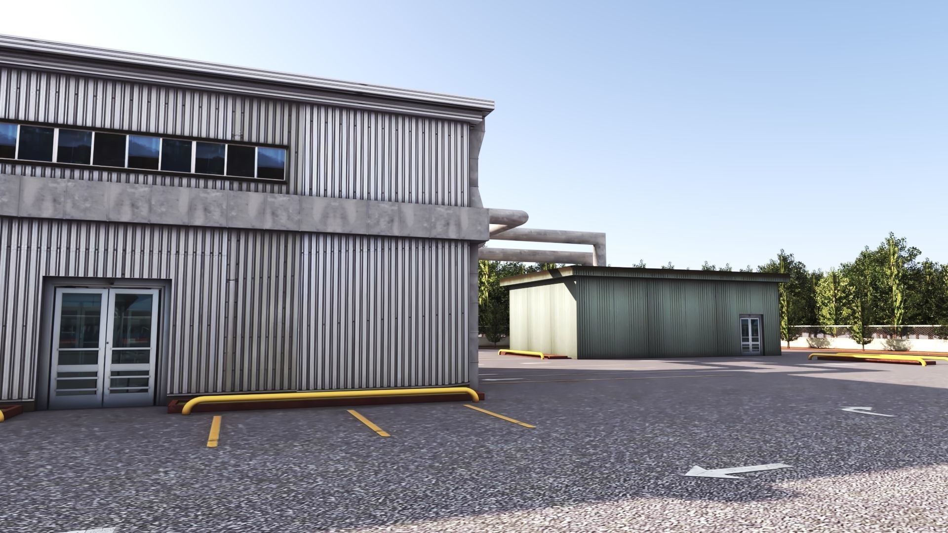Logistics Warehouse Storage Building Units and Car Park  Low-poly 3D model_9