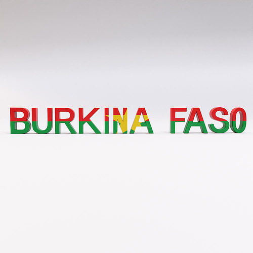  Burkina Faso country name text 3d model Low-poly 3D model
