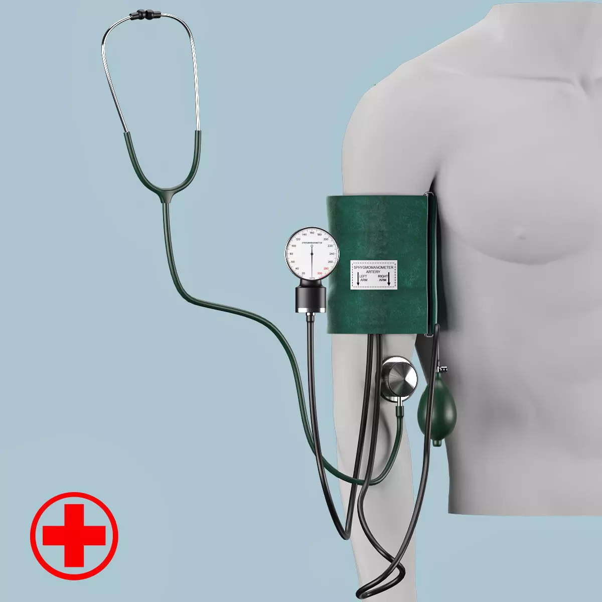 Sphygmomanometer 3D model blood pressure 3D model_0