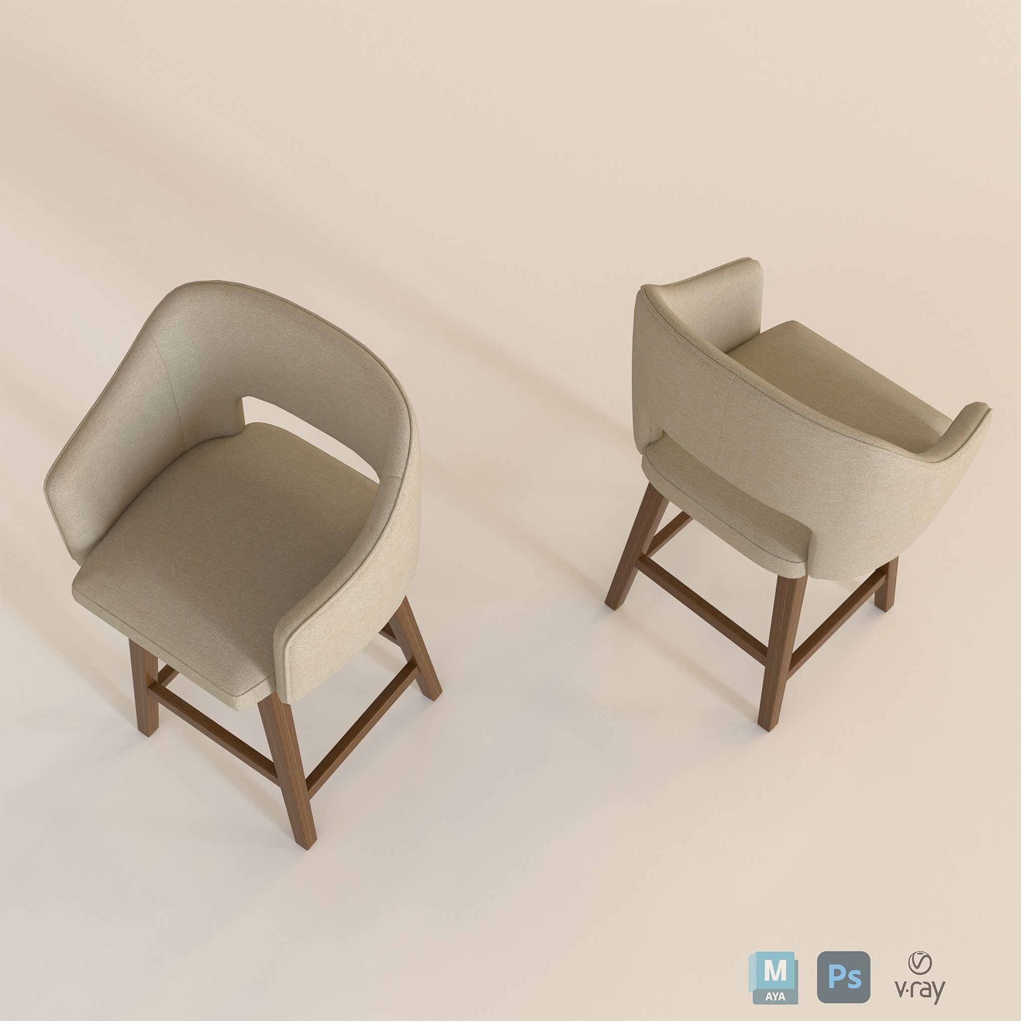 Sofa Chair Low-poly 3D model_2