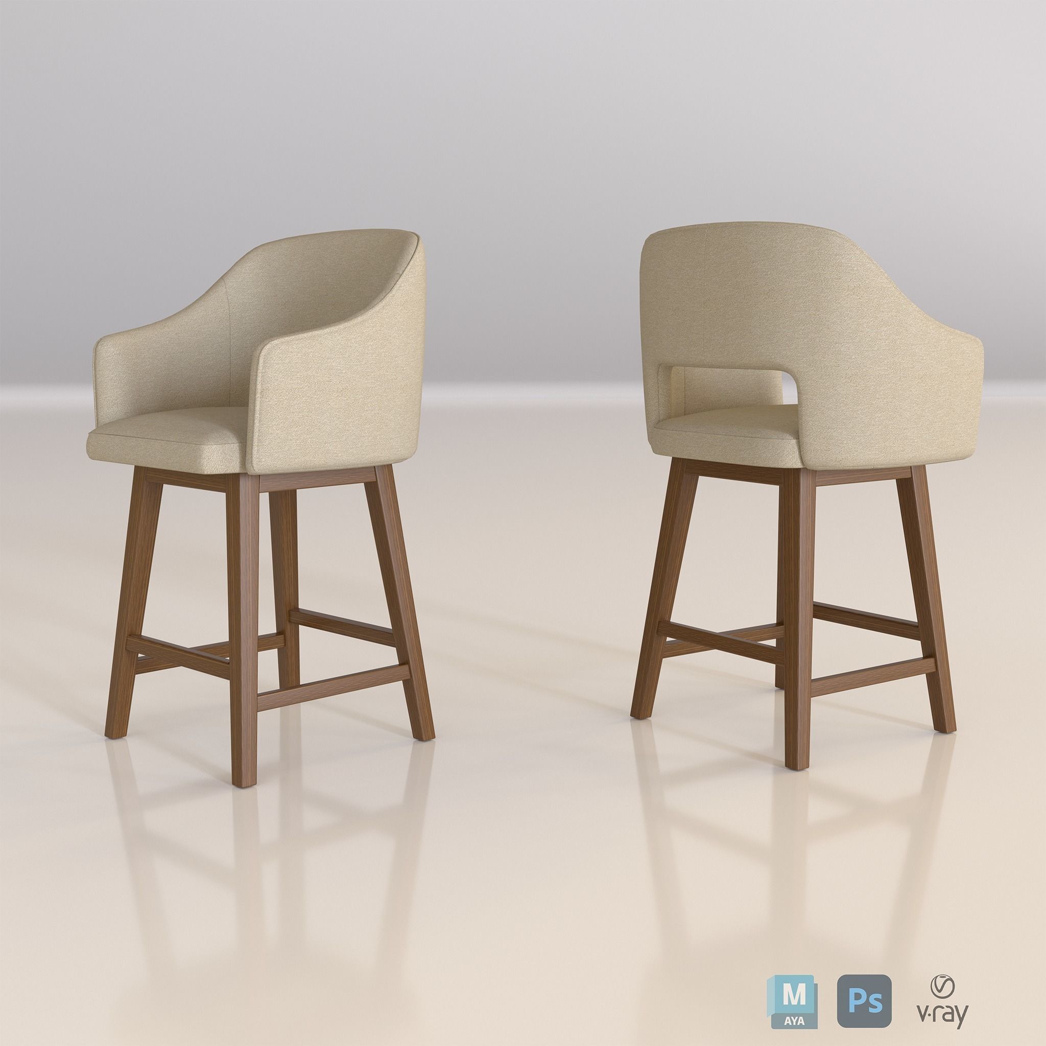 Sofa Chair Low-poly 3D model_1