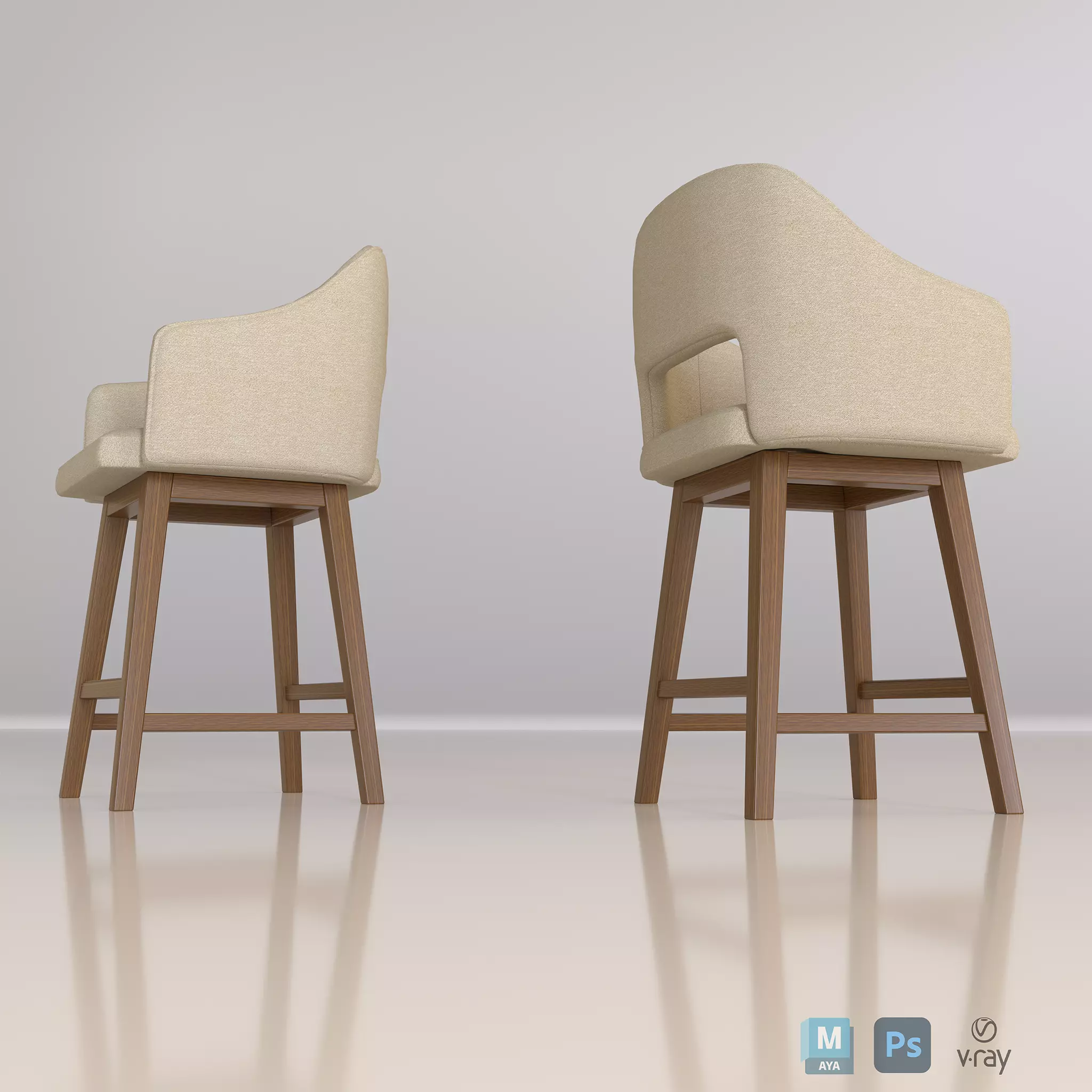 Sofa Chair Low-poly 3D model_0