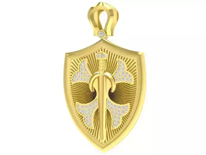 Luxury Shield Cross Pendant Jewelry Design 3352 3D print model