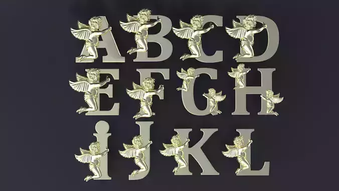 Alphabet stud-earrings 3D print or CNC model