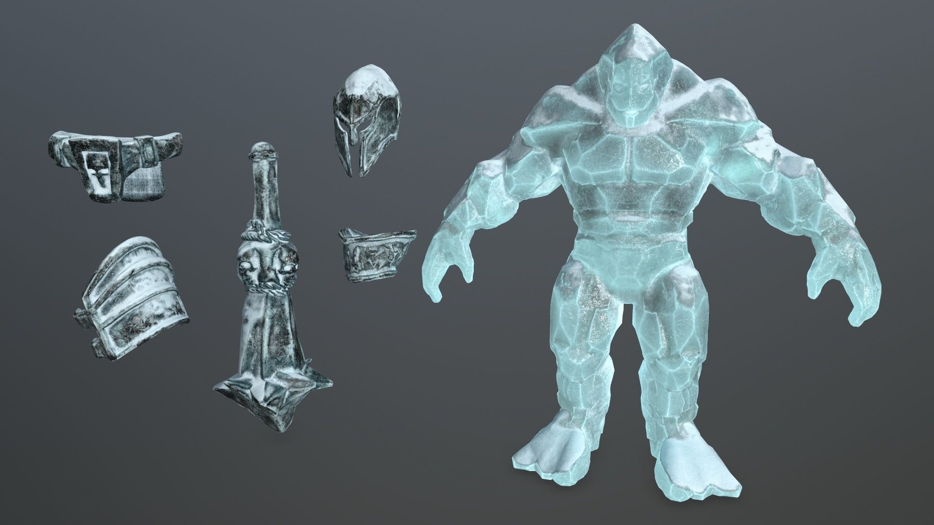 ice monster Low-poly 3D model_14