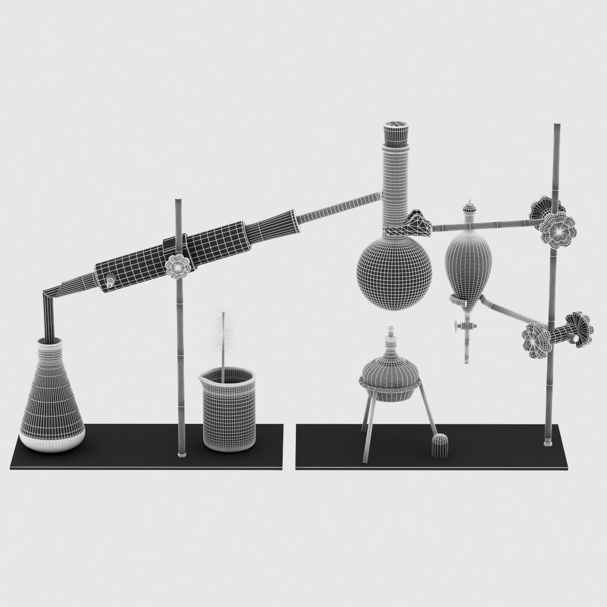 Chemistry Laboratory Glassware Condenser Low-poly 3D model_3