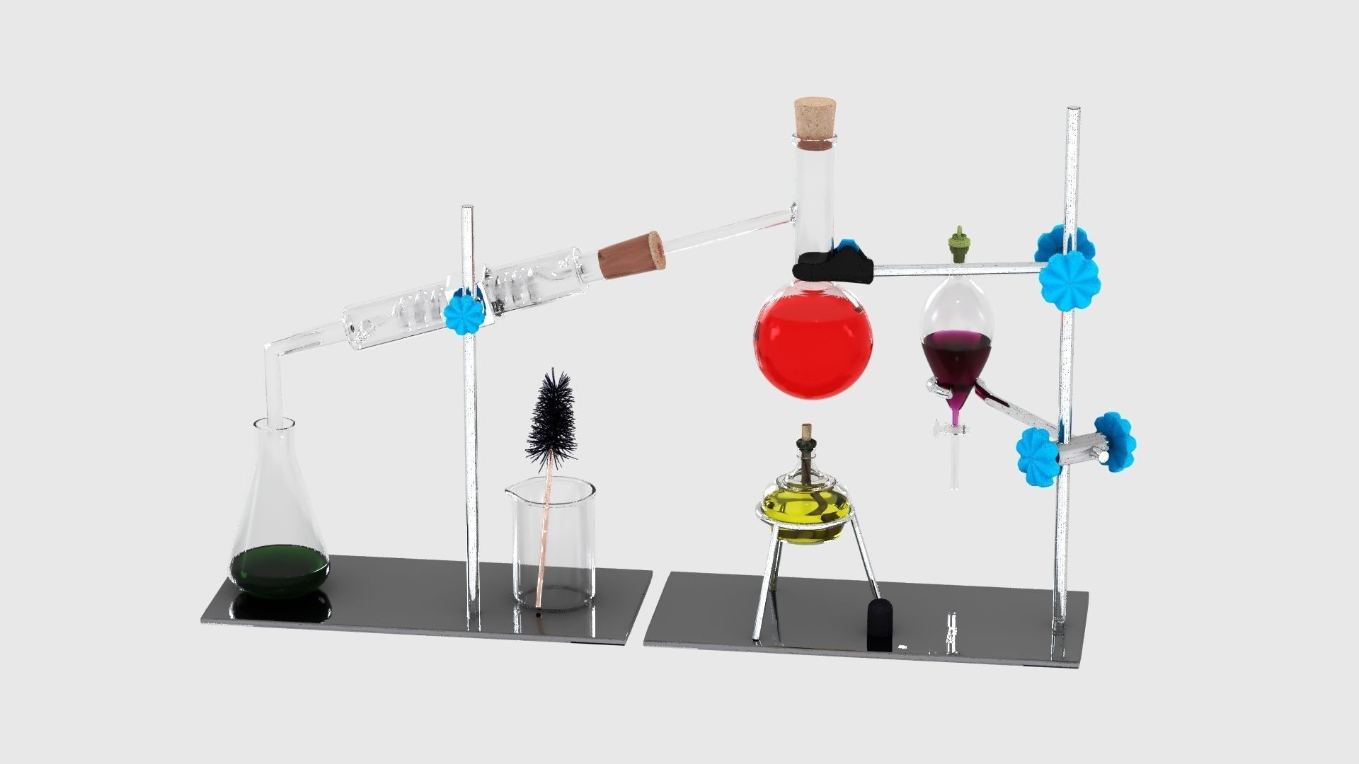 Chemistry Laboratory Glassware Condenser Low-poly 3D model_9