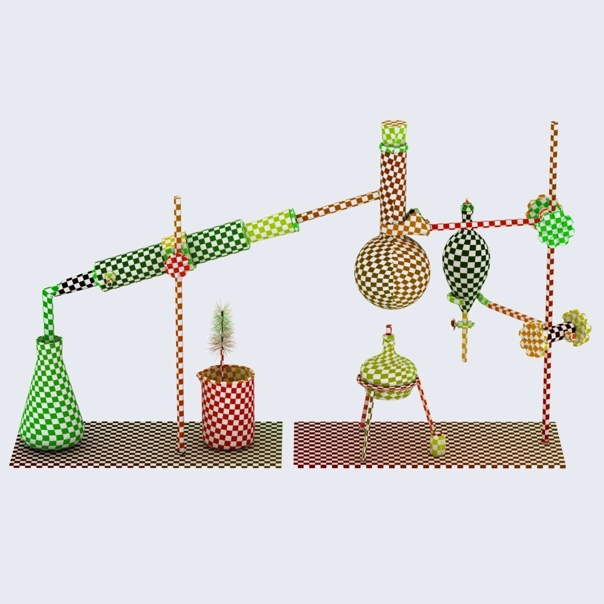 Chemistry Laboratory Glassware Condenser Low-poly 3D model_4