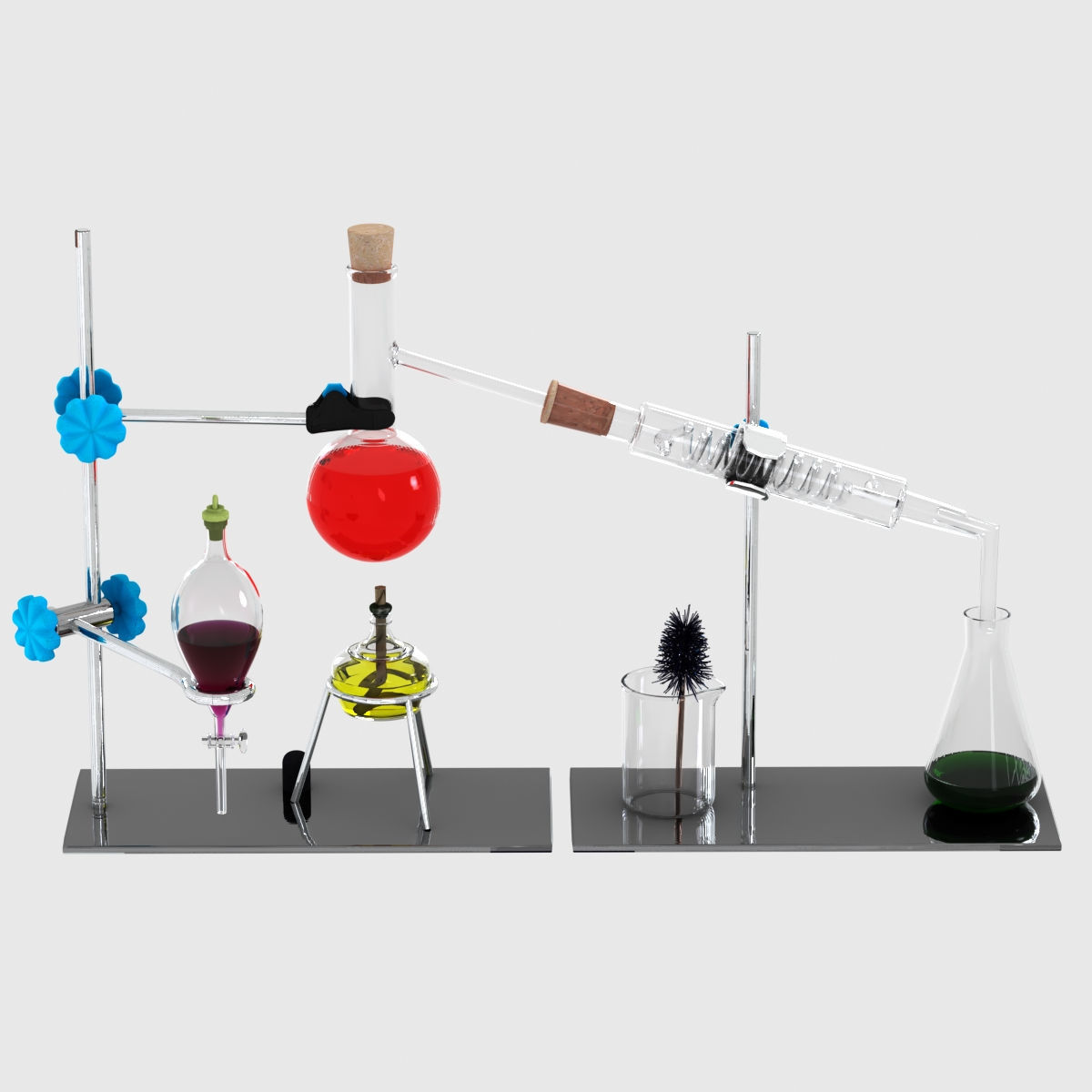 Chemistry Laboratory Glassware Condenser Low-poly 3D model_2