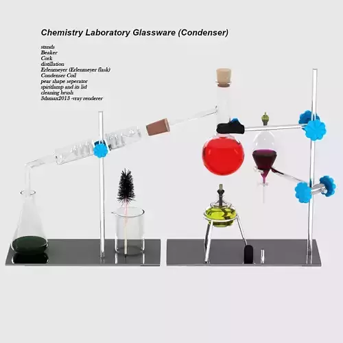 Chemistry Laboratory Glassware Condenser Low-poly 3D model