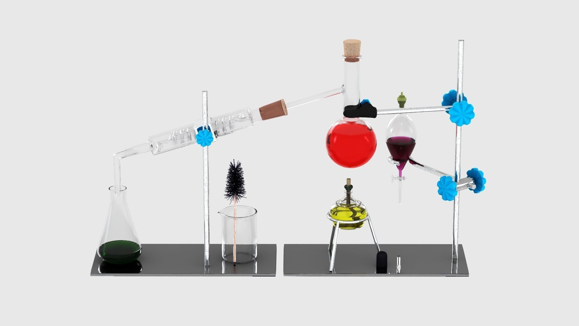 Chemistry Laboratory Glassware Condenser Low-poly 3D model_7