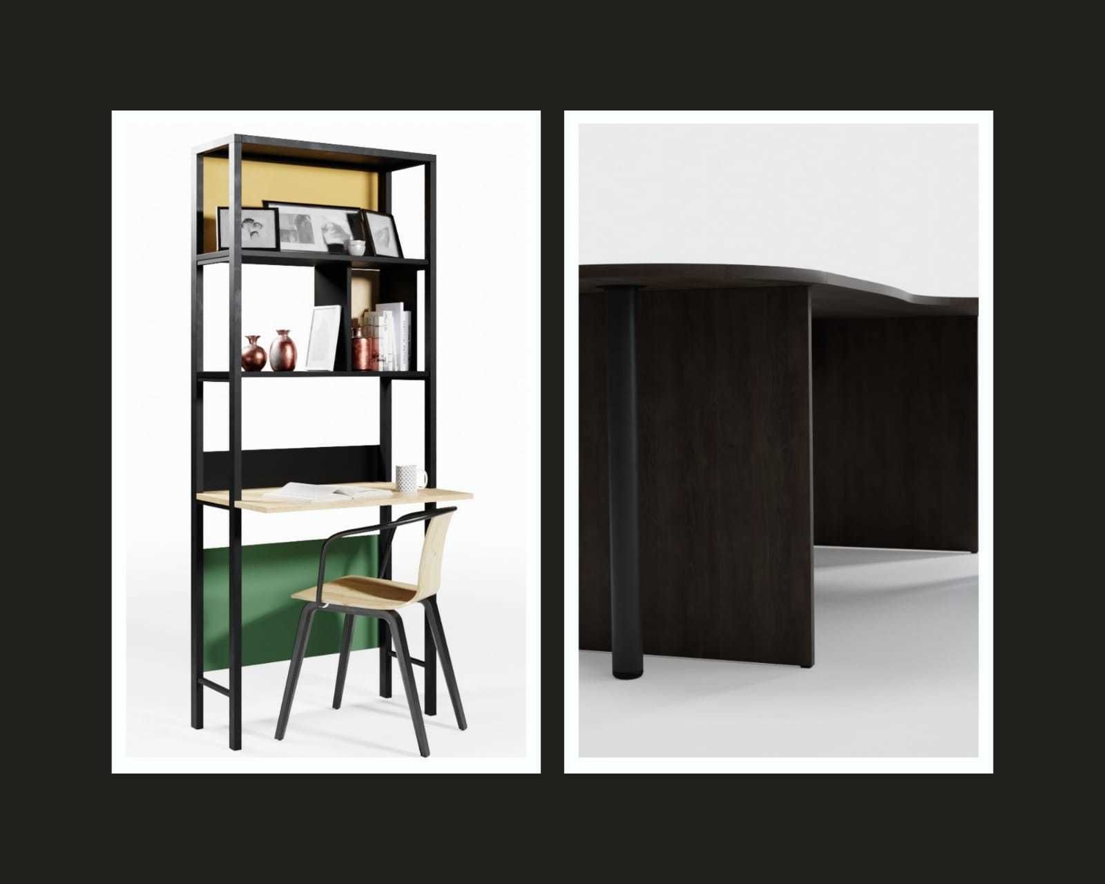 Desk Collection modern with two drawers Low-poly 3D model_2