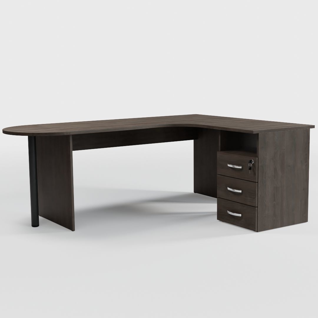 Desk Collection modern with two drawers Low-poly 3D model_10