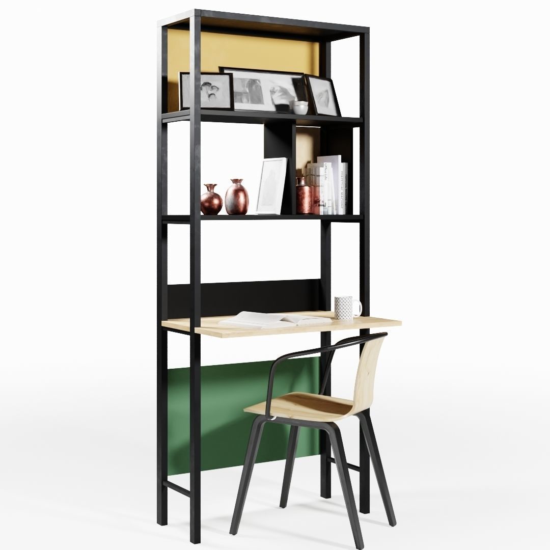 Desk Collection modern with two drawers Low-poly 3D model_7