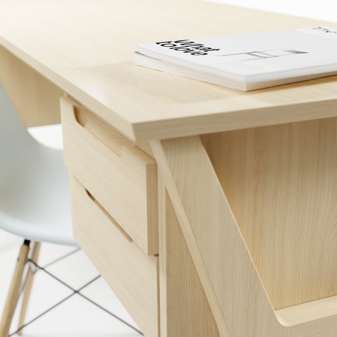 Desk Collection modern with two drawers Low-poly 3D model_5