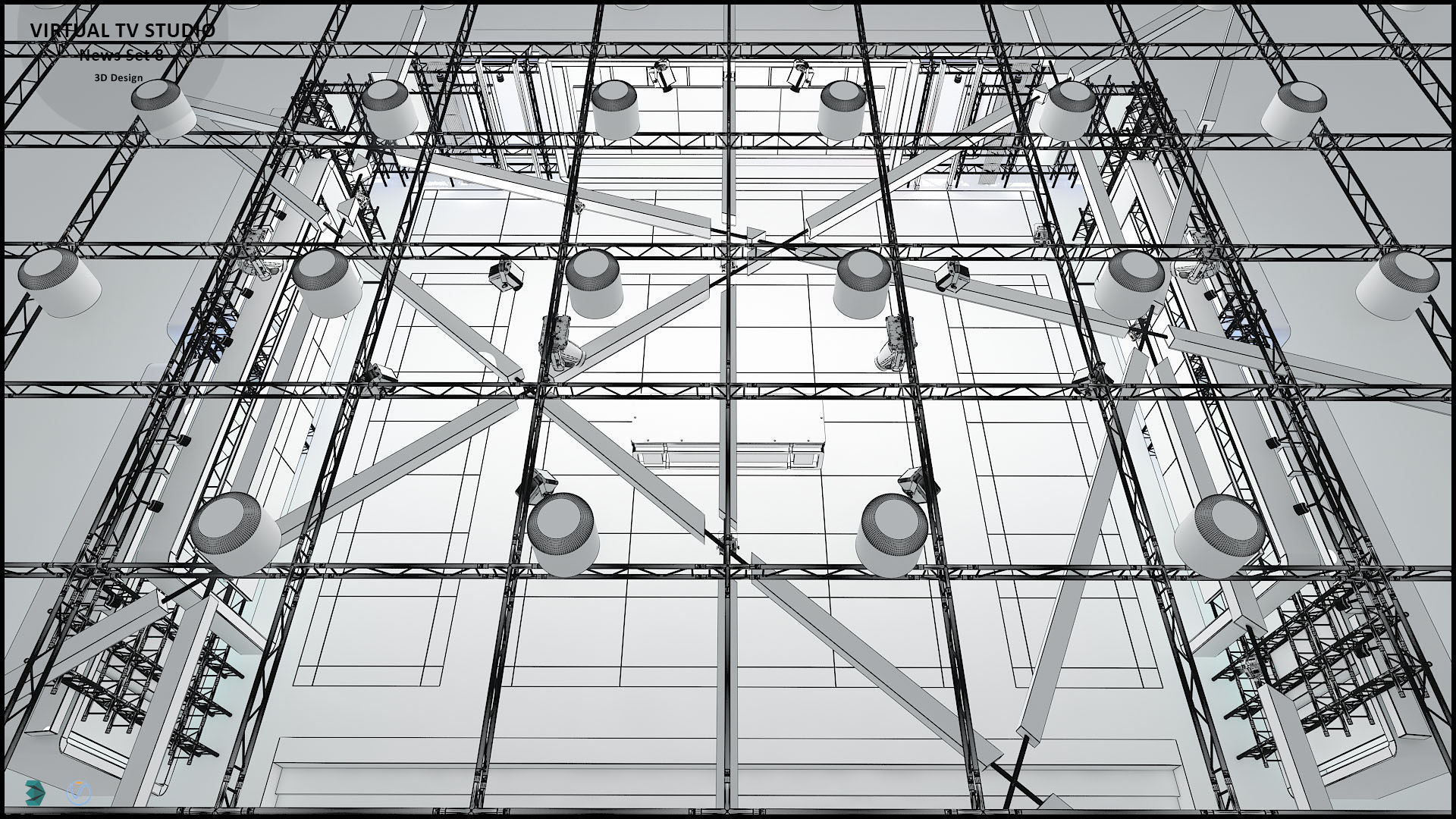 Virtual TV Studio News Set 8 3D model_21