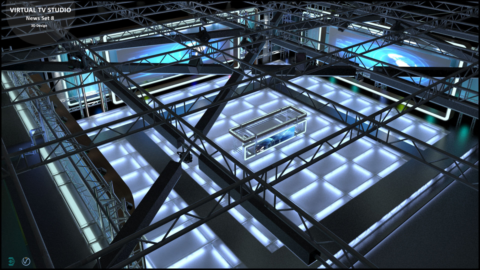 Virtual TV Studio News Set 8 3D model_22