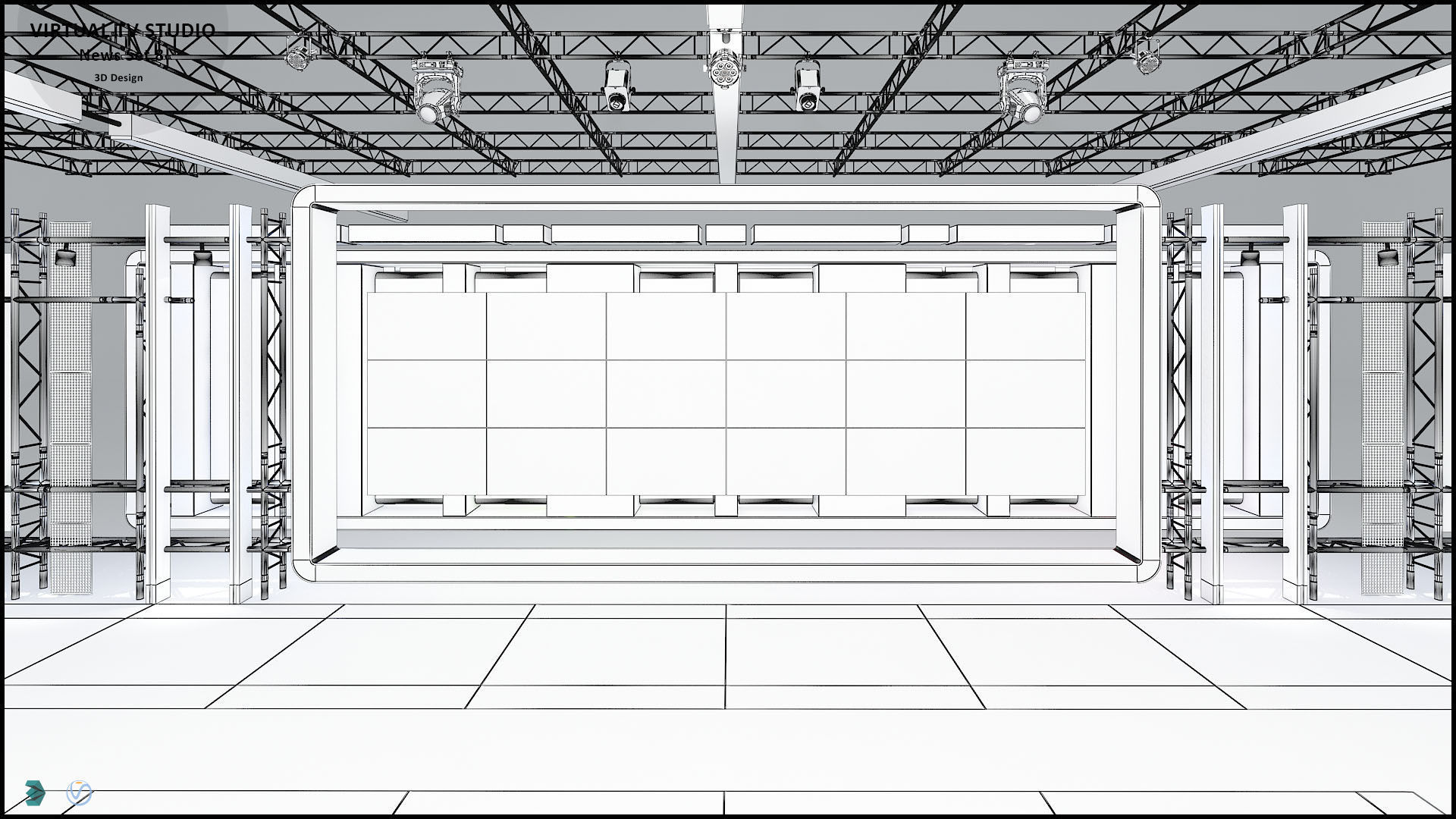 Virtual TV Studio News Set 8 3D model_13