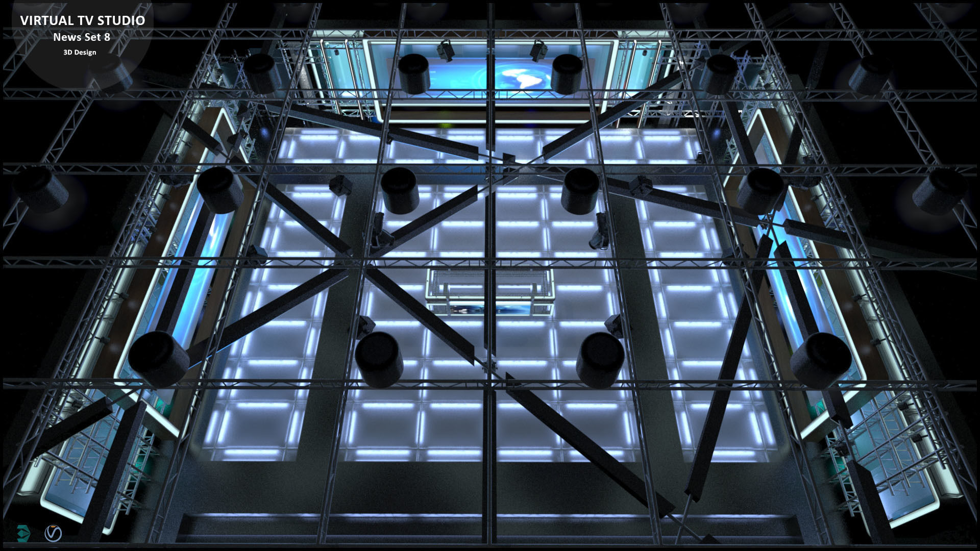 Virtual TV Studio News Set 8 3D model_20
