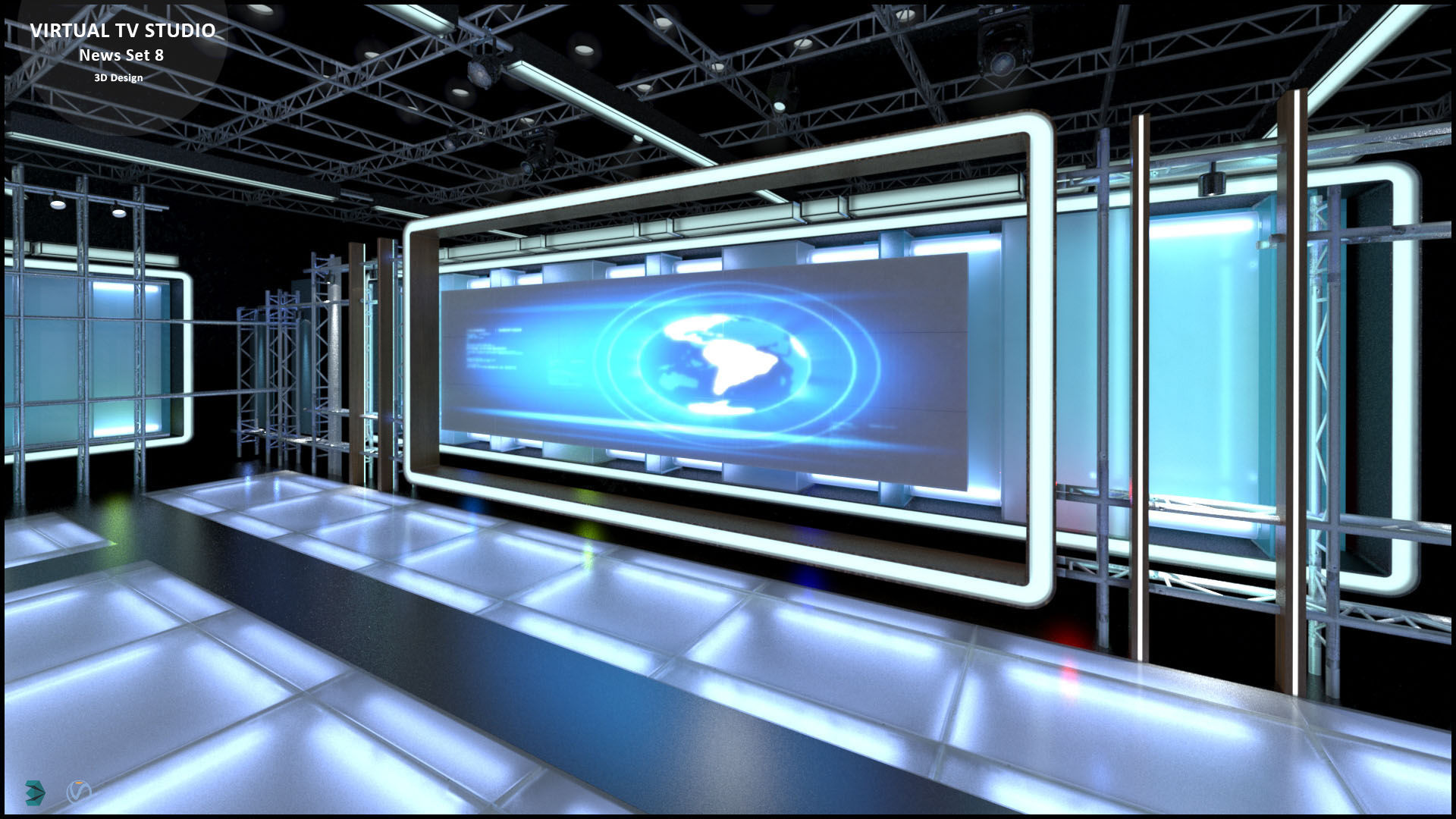 Virtual TV Studio News Set 8 3D model_18