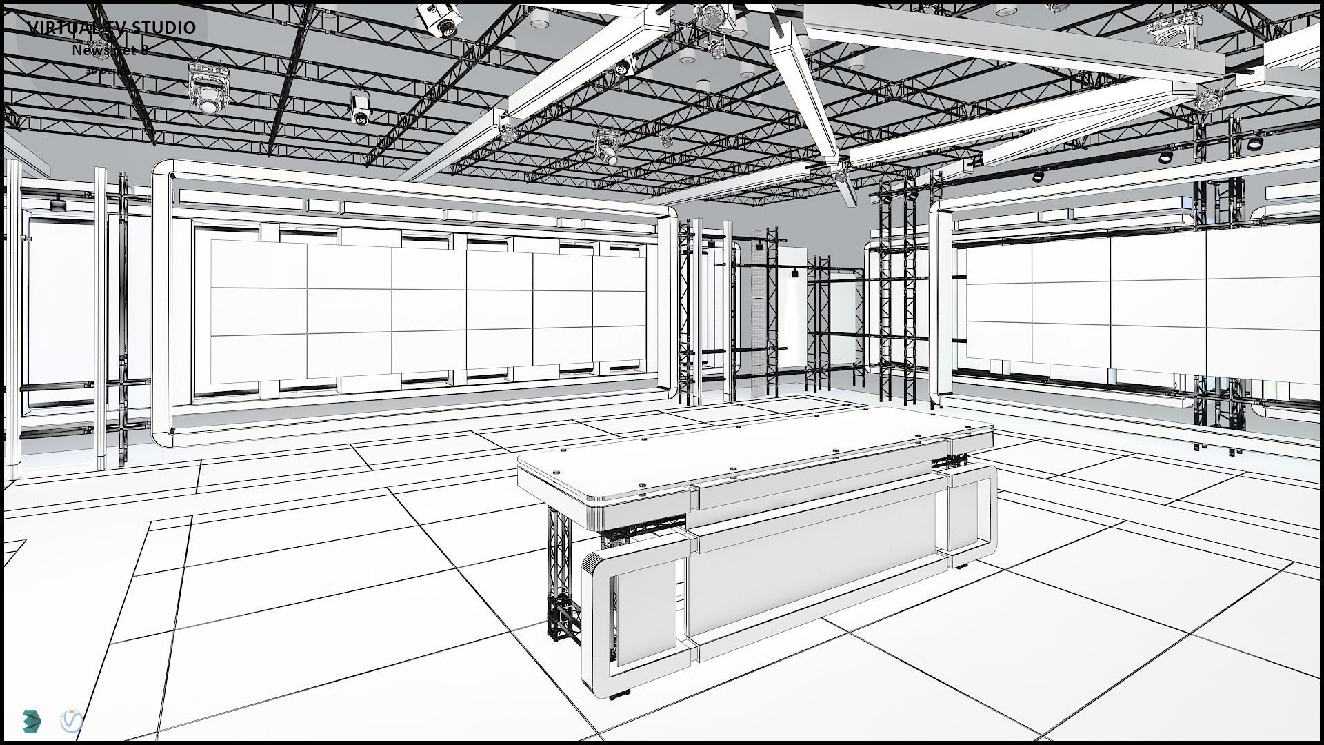 Virtual TV Studio News Set 8 3D model_8