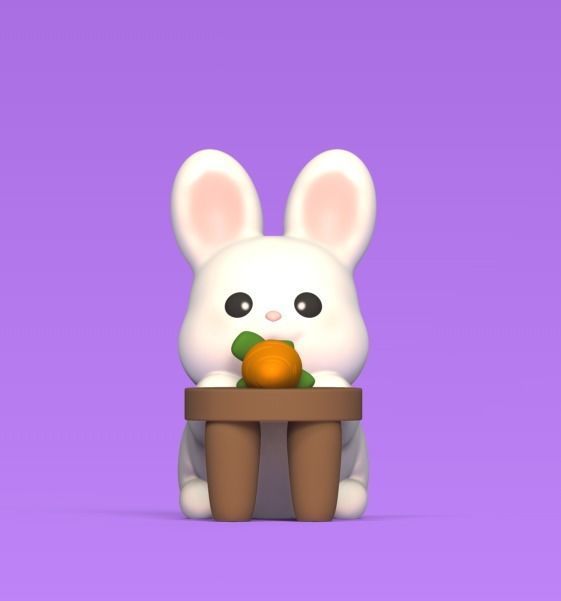 Bunny Picking Up Carrot 3D print model_1