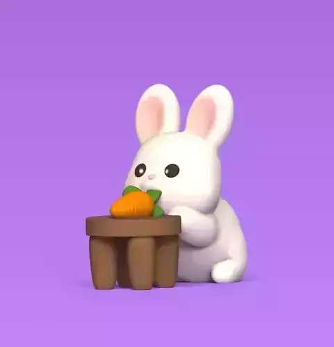 Bunny Picking Up Carrot