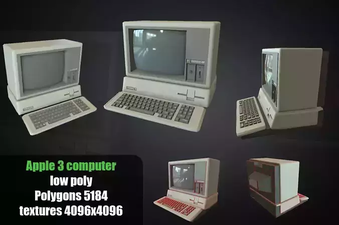 Apple 3 computer - PBR Game Ready model 