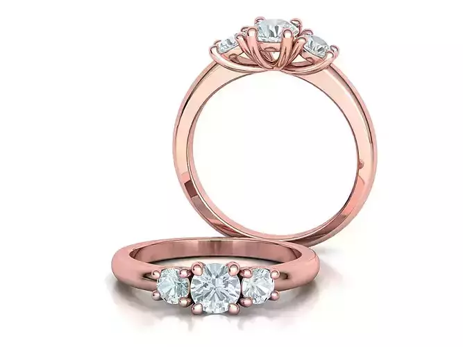 Three Stone Classic Ring 3 Stone Design Engagement Ring 3D print model