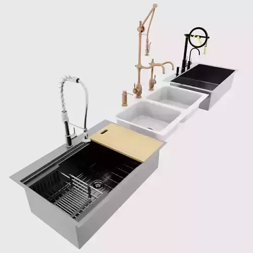 Kitchen Faucet and Sink Collection 3D model