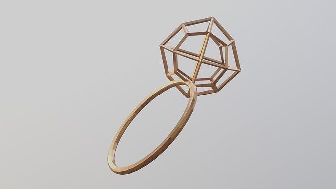 A ring with a wired diamond Free 3D print model