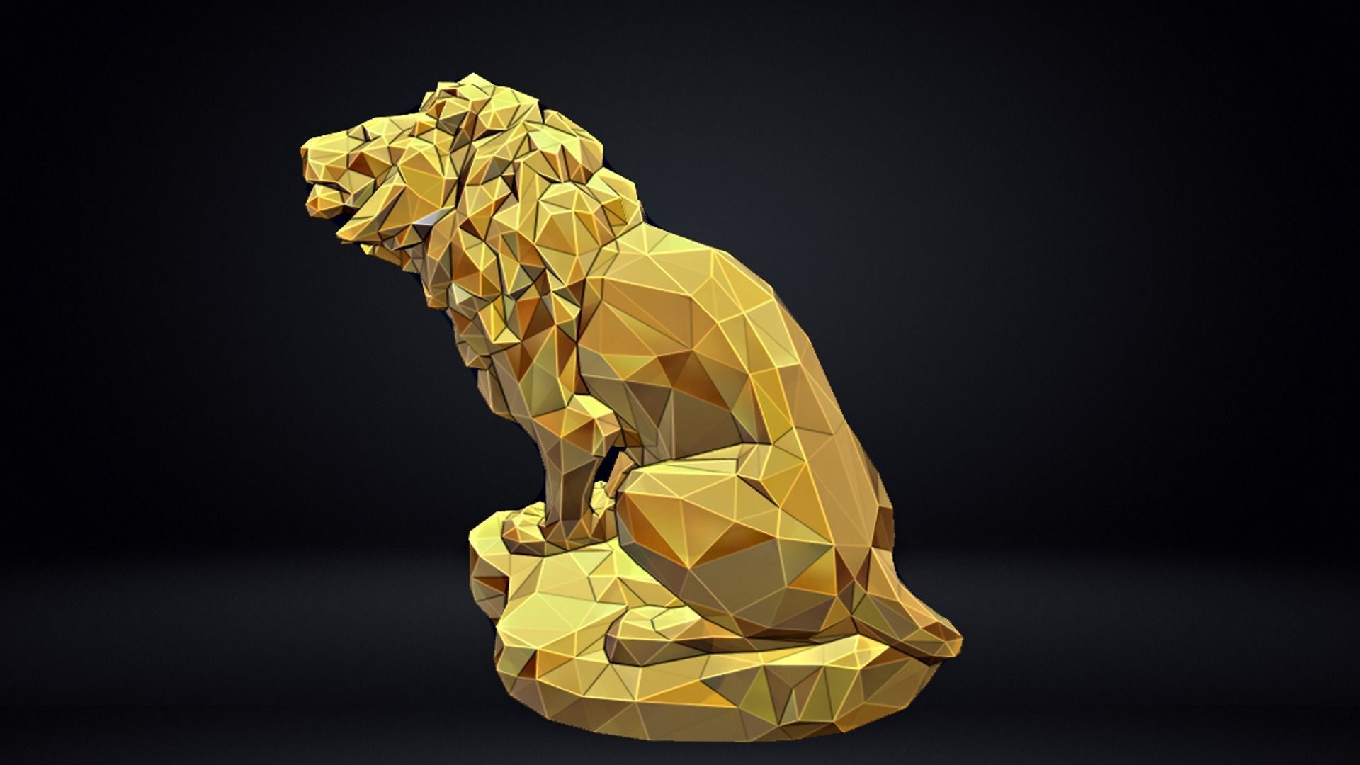 Poly Lion Sculpture 3D print model_10