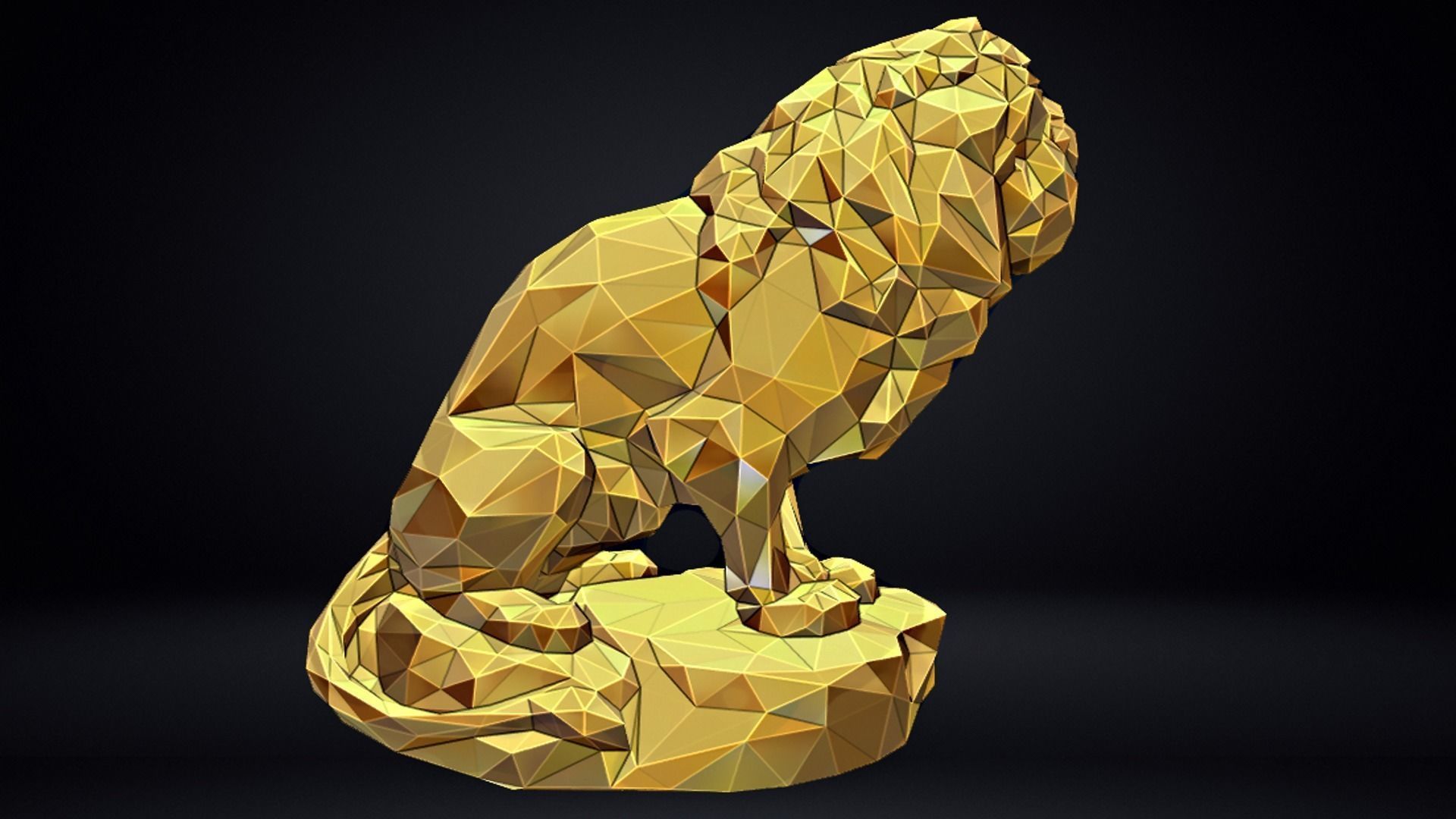 Poly Lion Sculpture 3D print model_14