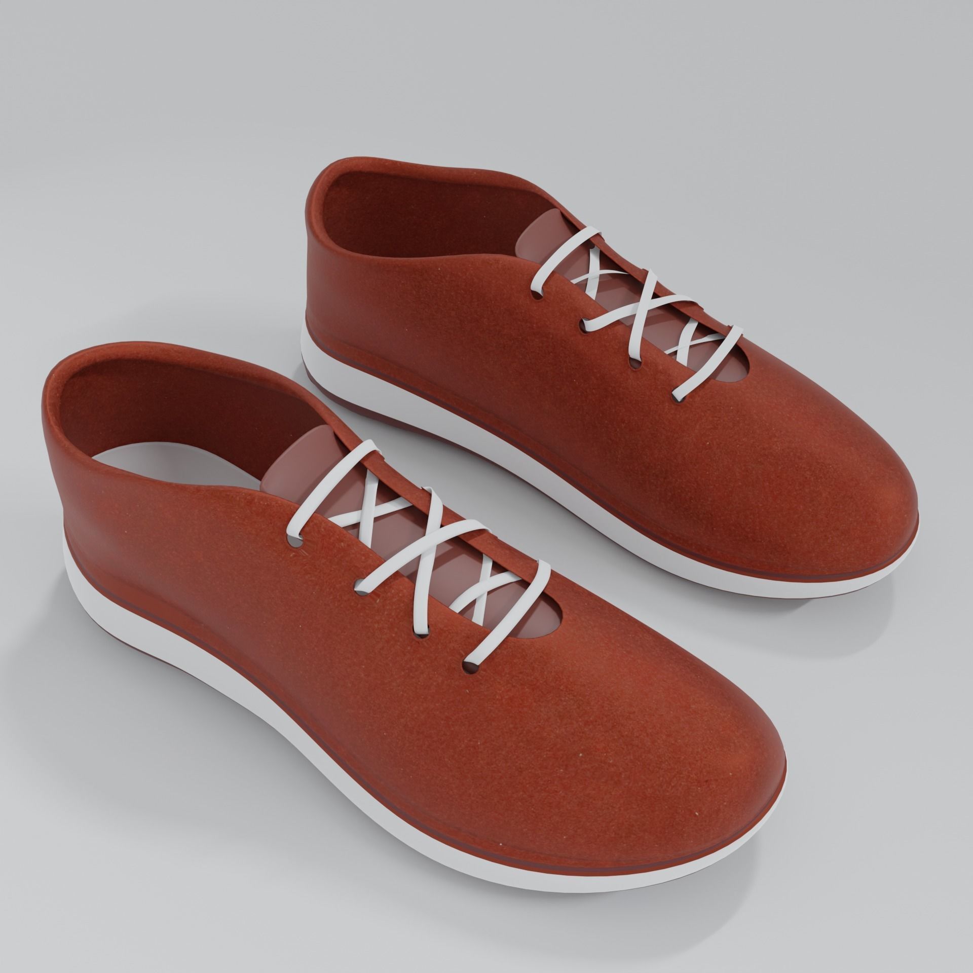 Brown leather shoes 3D model_1