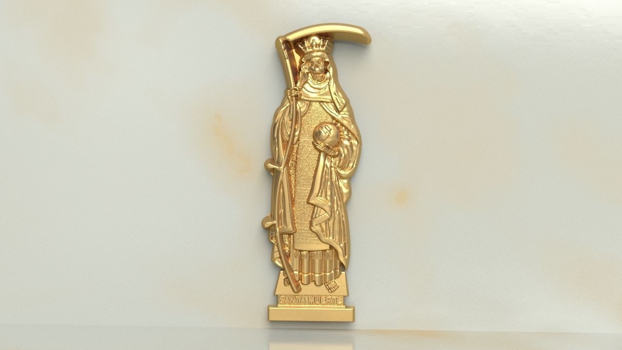 Santa Muerte Pendant  3D print model_4
