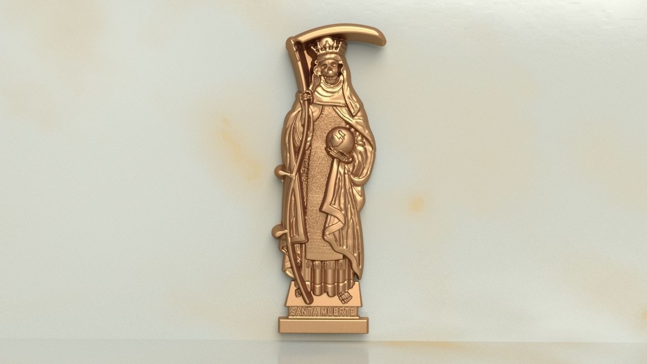 Santa Muerte Pendant  3D print model_3