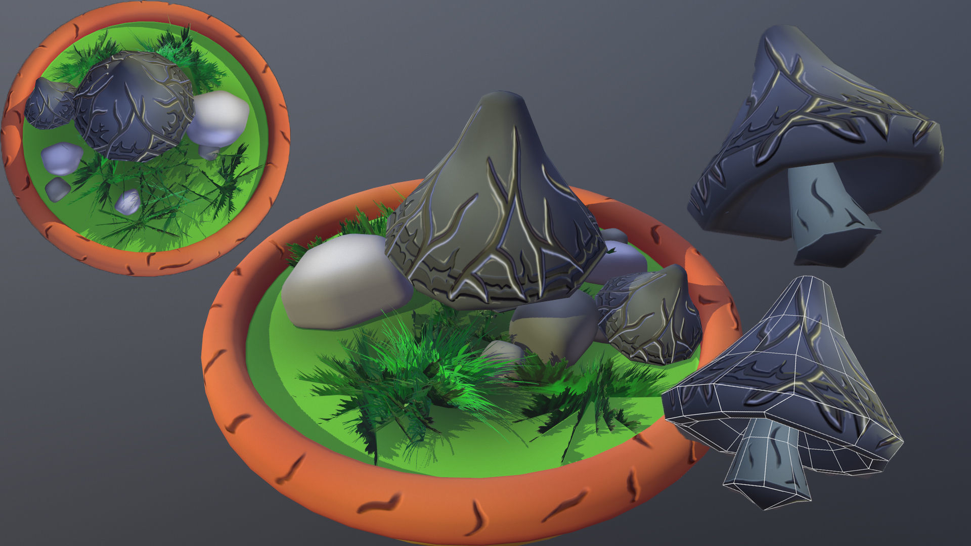 Fantasy Mushrooms Low-poly 3D model_9