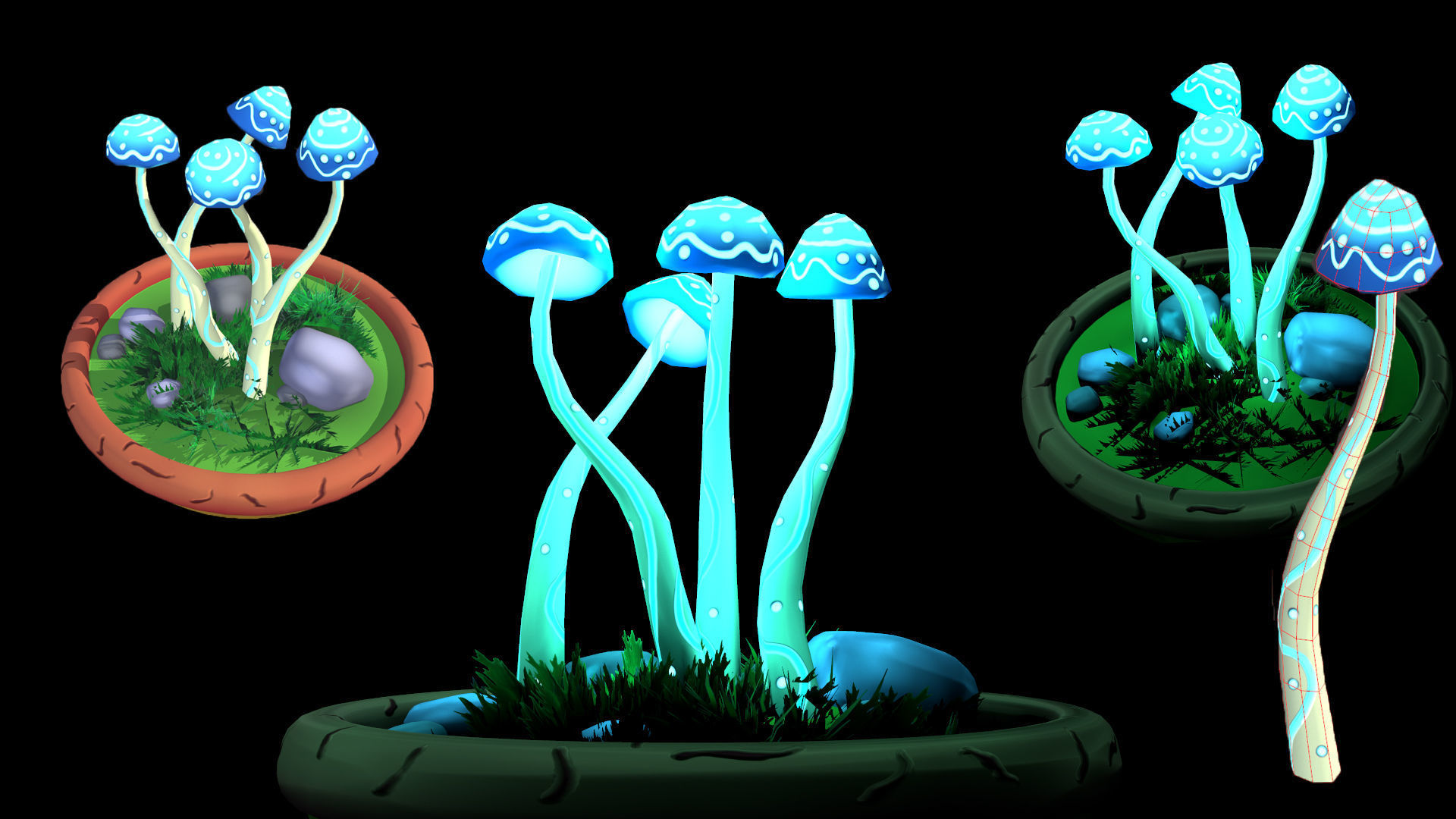 Fantasy Mushrooms Low-poly 3D model_14