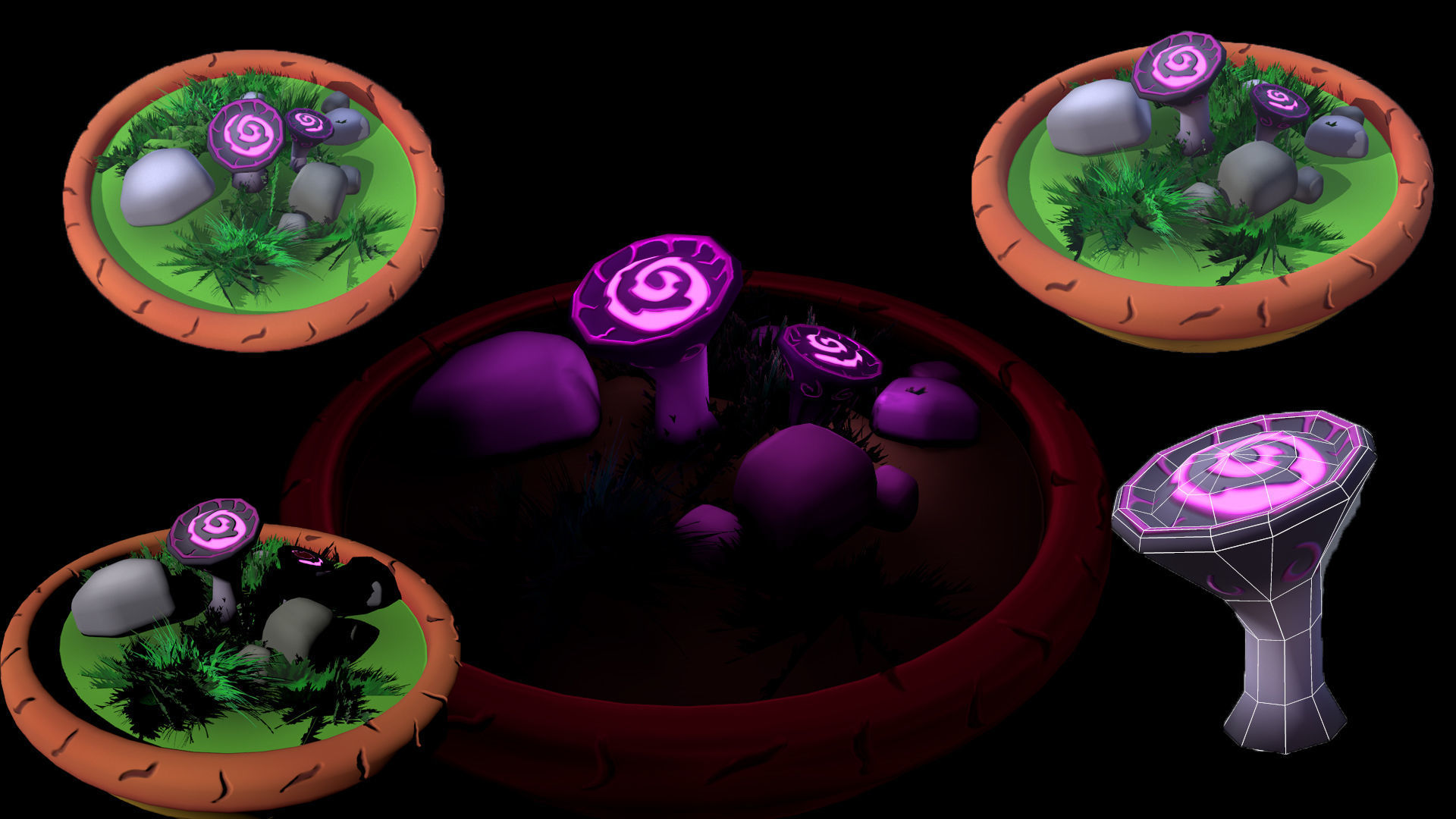 Fantasy Mushrooms Low-poly 3D model_11