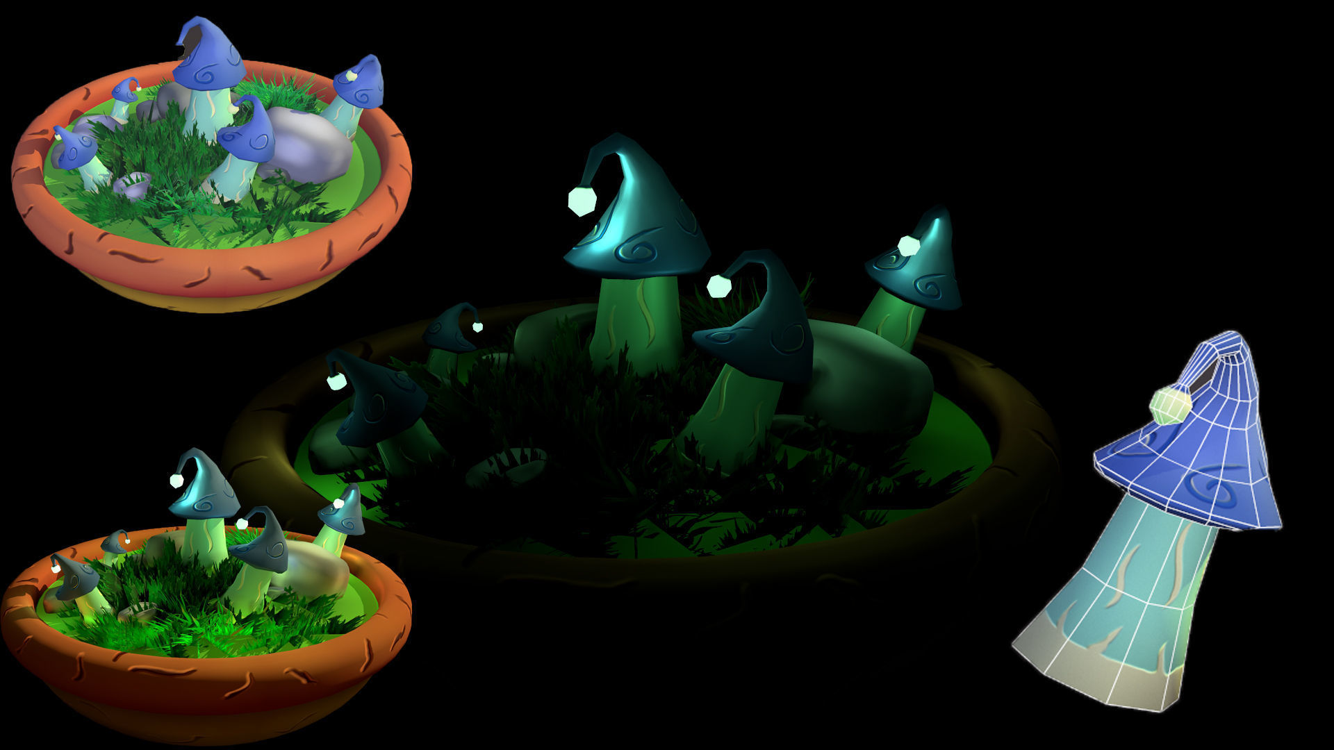 Fantasy Mushrooms Low-poly 3D model_8