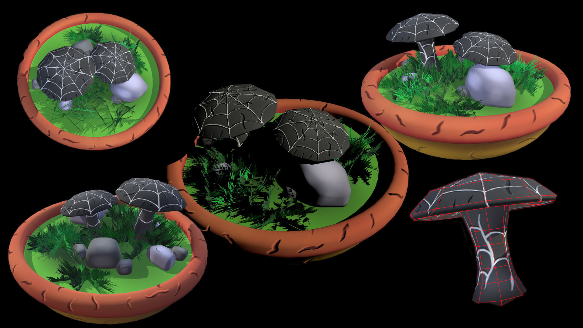 Fantasy Mushrooms Low-poly 3D model_19