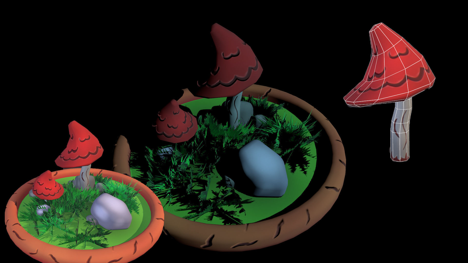 Fantasy Mushrooms Low-poly 3D model_7