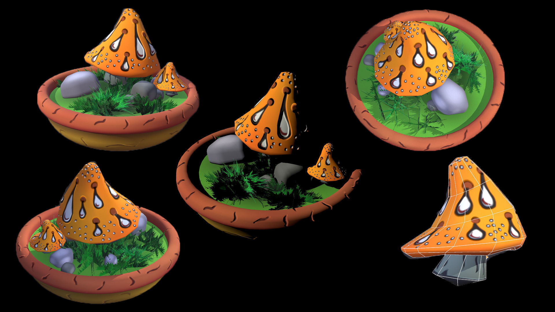 Fantasy Mushrooms Low-poly 3D model_10