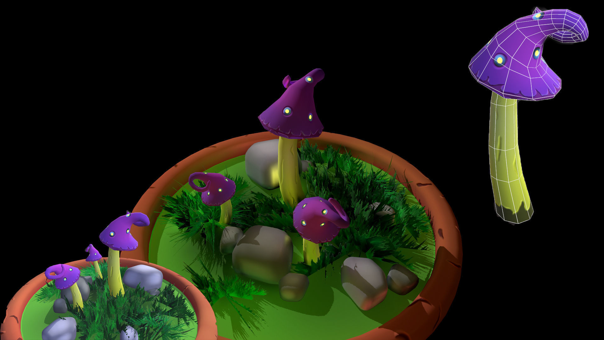Fantasy Mushrooms Low-poly 3D model_17